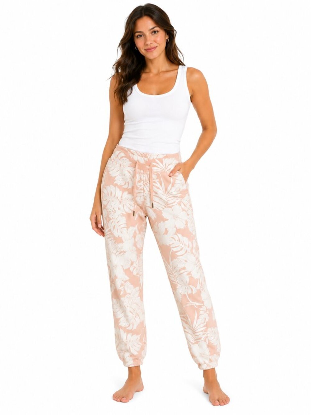 NSF Crackle Floral Jogger Sweatpants Peachy Pink Size Extra Small
